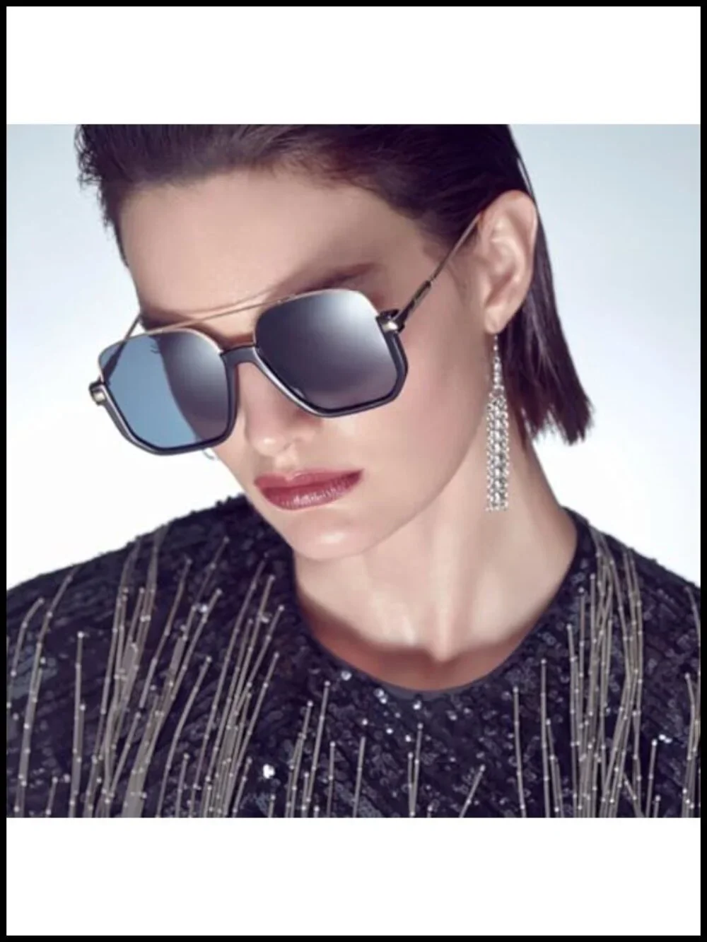 Oversized Semi-Frame Aviator Sunglasses Men Women Retro Double Bridge UV